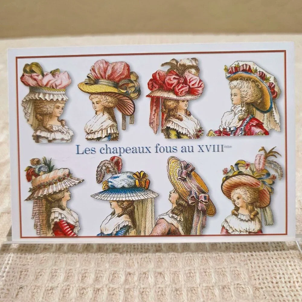 1999 Les Chapeaux Fous au XVIII French Hat Fashion Editions Mirontaine Postcard